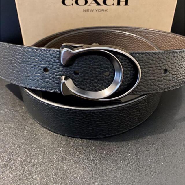 COACH コーチ　新品リバーシブルメンズベルト フリーサイズ バックル回転可能