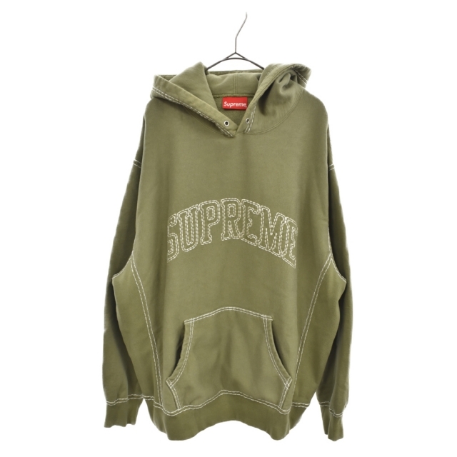 Supreme(シュプリーム)のSUPREME シュプリーム 20AW Big Stitch Hooded Sweatshirt ビッグステッチフーデッドスウェットシャツ パーカー カーキ メンズのトップス(パーカー)の商品写真