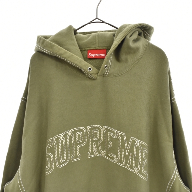 Supreme(シュプリーム)のSUPREME シュプリーム 20AW Big Stitch Hooded Sweatshirt ビッグステッチフーデッドスウェットシャツ パーカー カーキ メンズのトップス(パーカー)の商品写真