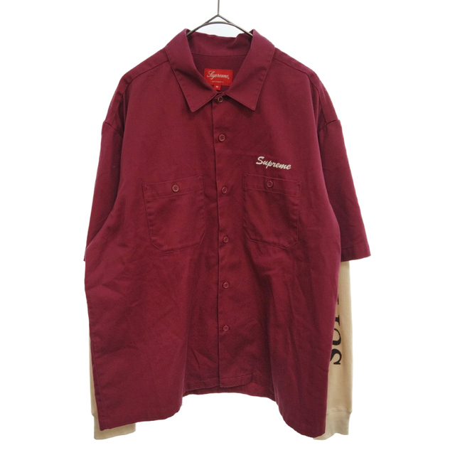 SUPREME シュプリーム 21AW Thermal Work Shirt サーマルワークシャツ スリーブレイヤードデザイン ボルドー50センチ袖丈