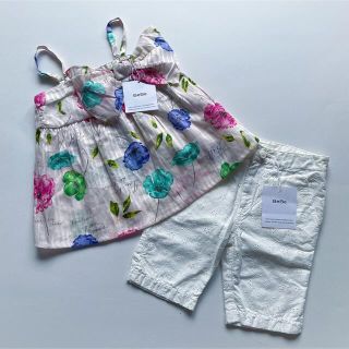 ベベ(BeBe)の未使用 BeBe 夏服 セットアップ 花柄キャミソール  白レ－スパンツ 110(その他)