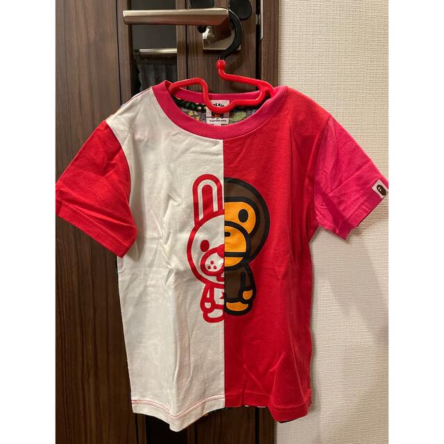 A BATHING APE(アベイシングエイプ)のBAPE KIDS MILO 友達兎さんTシャツ　サンプル品　ピンク120cm キッズ/ベビー/マタニティのキッズ服女の子用(90cm~)(Tシャツ/カットソー)の商品写真