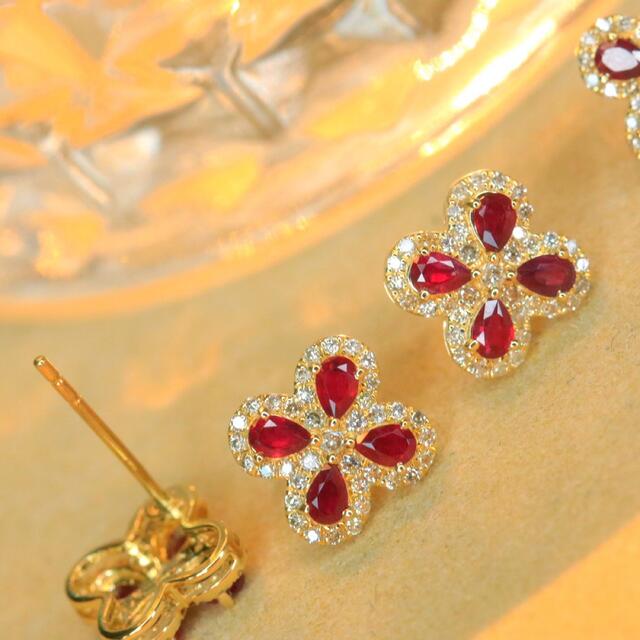 サファイア ダイヤモンド ピアス 3