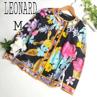 レオナール(LEONARD)の【レオナール】総柄 シャツ カットソー M 花柄 ボタニカル 金ボタン 日本製(シャツ/ブラウス(長袖/七分))