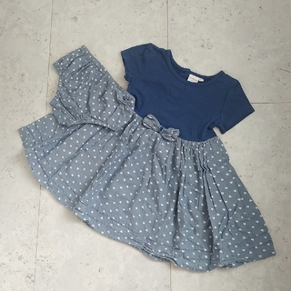ネクスト(NEXT)の海外子供服 bluezoo 上品ネイビー × 小さなハート柄のかわいいワンピース(ワンピース)