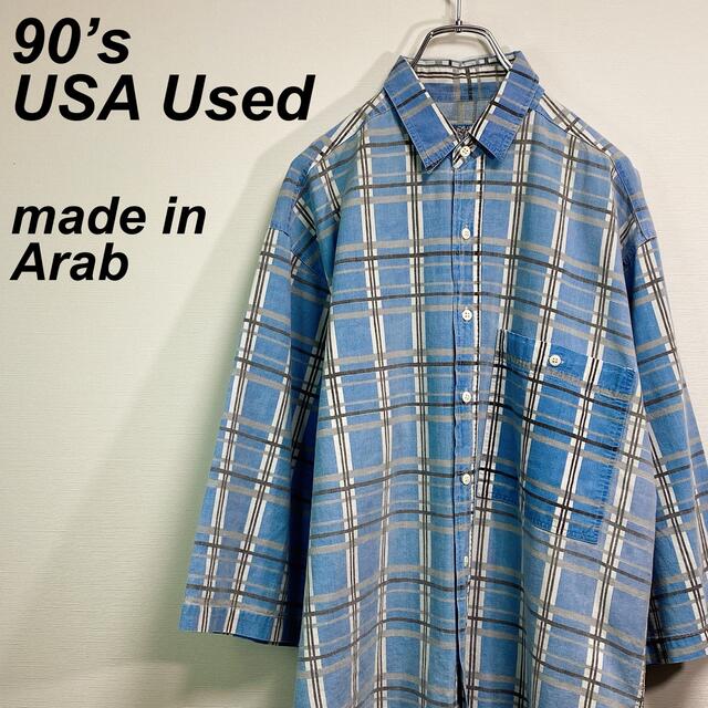 古着 USA TOMATO 半袖シャツ チェック柄 L アラブ製 5分丈 メンズのトップス(シャツ)の商品写真
