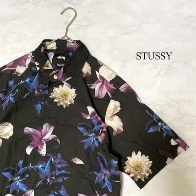 シャツstussy ステューシー　アロハシャツ　花柄　薔薇　柄シャツ　総柄