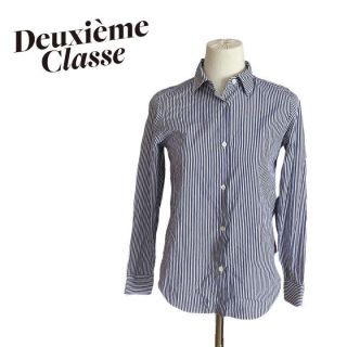 ドゥーズィエムクラス(DEUXIEME CLASSE)のドゥーズィエムクラス　トップス　シャツ　長袖　ストライプ　ネイビー　白　ホワイト(シャツ/ブラウス(長袖/七分))