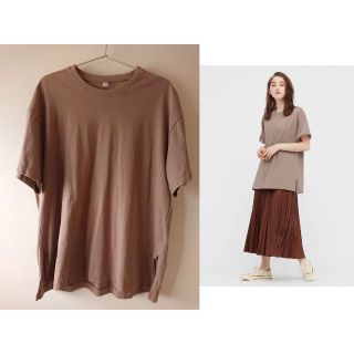 ユニクロ(UNIQLO)のユニクロ リラックススリットロングＴシャツ XL コットンチュニック(チュニック)