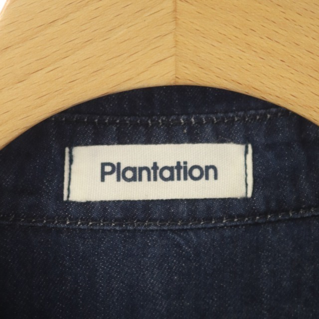 Plantation(プランテーション)のプランテーション Bizenパーツストレッチ シャツ ダンガリー 長袖 M 紺 レディースのトップス(シャツ/ブラウス(長袖/七分))の商品写真