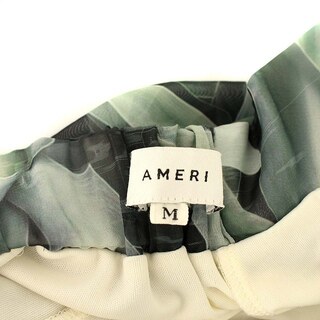 アメリ Ameri パンツ ボタニカル柄 シースルー スリット M カーキ 緑