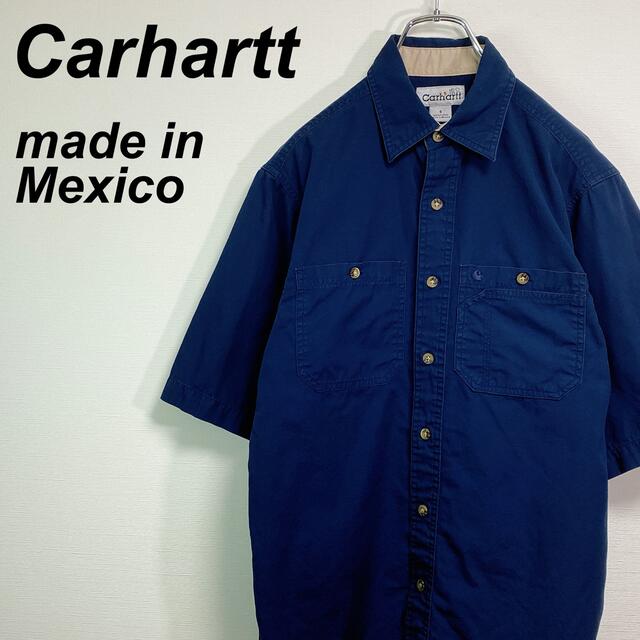 carhartt(カーハート)の古着 00s カーハート 半袖シャツ S ボタン 刺繍タグ 同系色 ワーク メンズのトップス(シャツ)の商品写真