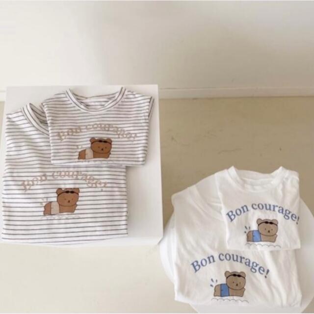 親子コーデ ボーダー80 キッズ/ベビー/マタニティのベビー服(~85cm)(Ｔシャツ)の商品写真