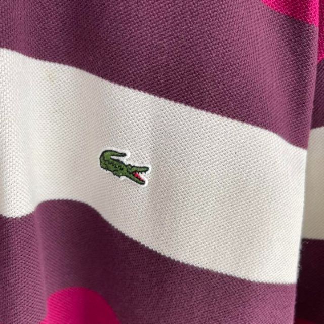 LACOSTE(ラコステ)の90's LACOSTE ラコステ ロゴ刺繍　マルチ　太ボーダー　ポロシャツ メンズのトップス(ポロシャツ)の商品写真