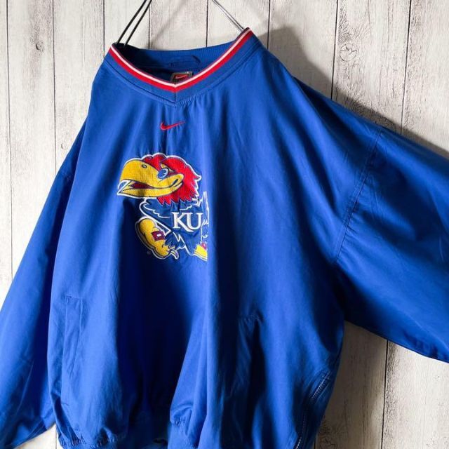 【全商品オープニング価格 特別価格】  青ブルー ゲームシャツ プルオーバー ナイロン 刺繍 【デザイン良し】XL ナイロンジャケット