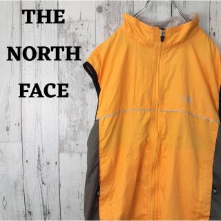 ザノースフェイス(THE NORTH FACE)の美品US規格ノースフェイス刺繍ロゴベスト黄色イエロー黒ブラック古着(ベスト)