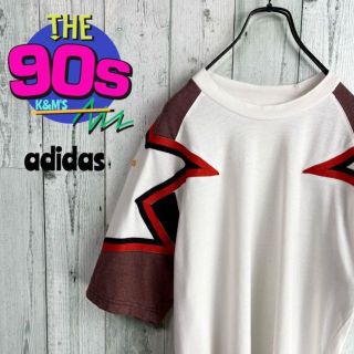 アディダス(adidas)の90's adidas アディダス　万国旗タグ　肩ロゴ刺繍ヴィンテージ Tシャツ(Tシャツ/カットソー(半袖/袖なし))