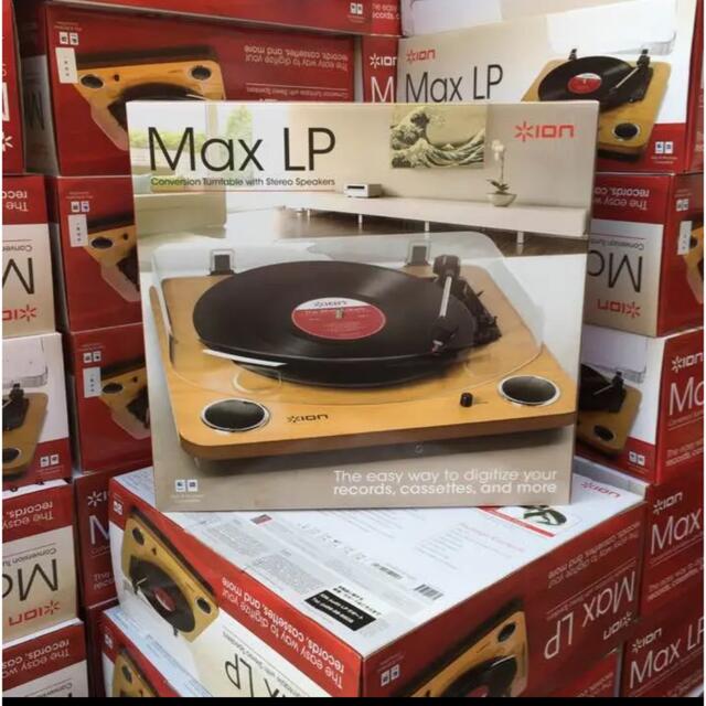 天然木デザイン仕様ION Audio Max LP レコードプレーヤー USB端子 スピーカー内蔵