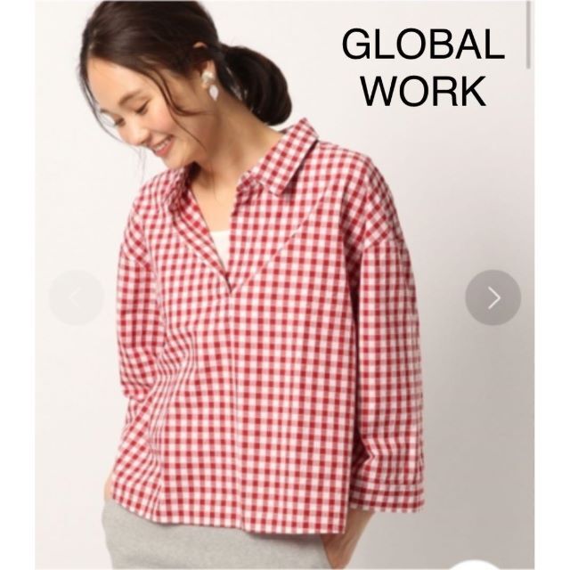 GLOBAL WORK 袖フレアスキッパーシャツ8分袖 レディースのトップス(シャツ/ブラウス(長袖/七分))の商品写真