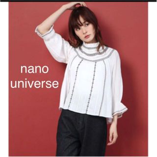 nano universe ドビーストライプコットン刺繍ブラウス(シャツ/ブラウス(長袖/七分))