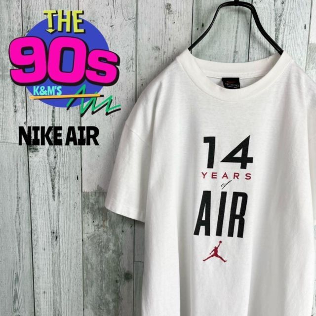 ホワイトブラウン 90's NIKE ナイキ 14周年記念Tシャツ 歴代ジョーダン