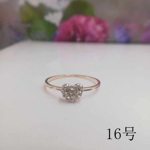 tt16076閉店セール16号リング可愛いハードモチーフラインストーンリング レディースのアクセサリー(リング(指輪))の商品写真