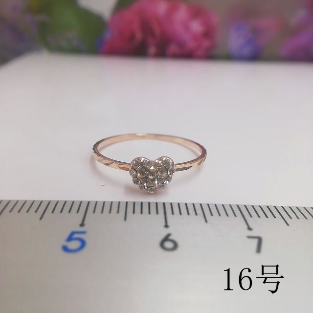 tt16076閉店セール16号リング可愛いハードモチーフラインストーンリング レディースのアクセサリー(リング(指輪))の商品写真