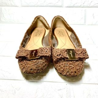Salvatore Ferragamo ヴァラ 総レース フラットシューズ-
