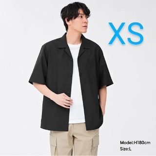 ジーユー(GU)のGU ドライリラックスフィットオープンカラーシャツ XS ブラック(シャツ)