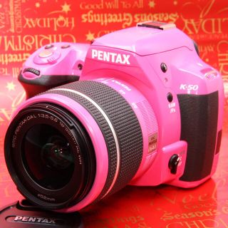 ペンタックス(PENTAX)の💖新品級💖ケース&本付き💖ピンクレンズキット💖ペンタックスK-50💖(デジタル一眼)