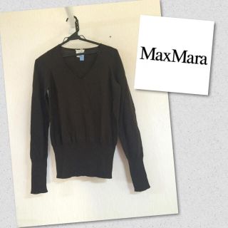 マックスマーラ(Max Mara)のマックスマーラ 茶Vネックニット クリーニング済み(ニット/セーター)