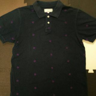 ステューシー(STUSSY)のステューシー半袖ポロシャツMサイズ黒パープル刺繍SSロゴ紫STUSSY限定(ポロシャツ)