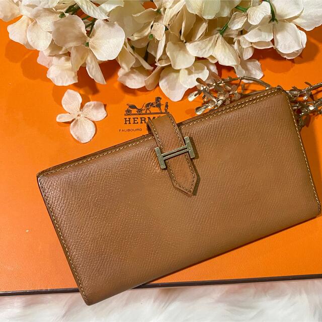 HERMES エルメス ベアンスフレ ブラウン 正規品 茶 二つ折り-