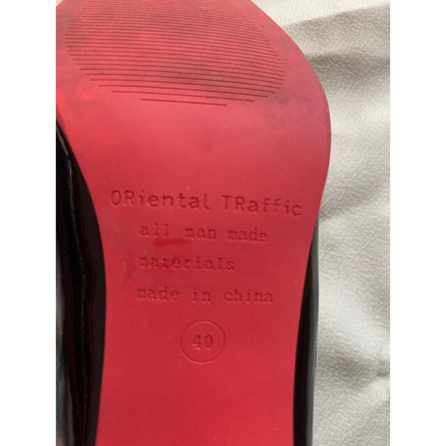 ORiental TRaffic(オリエンタルトラフィック)の黒オープントゥエナメルパンプス　oriental traffic レディースの靴/シューズ(ハイヒール/パンプス)の商品写真