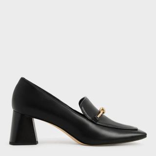 チャールズアンドキース(Charles and Keith)の完売　パンプス　チャールズアンドキース　ローファー　黒　シンプル(ローファー/革靴)