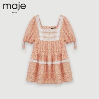 ❤️maje2022新作　新品  オレンジ　花柄ロングワンピース　綺麗上品