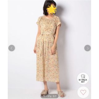 テチチ(Techichi)の新品 テチチテラス ボタニカル花柄ワンピース シャーリング フレンチスリーブ(ロングワンピース/マキシワンピース)