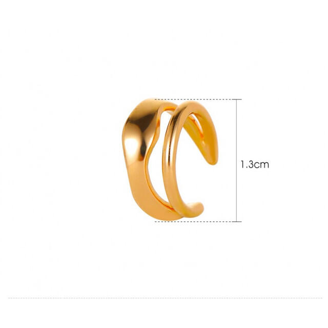 ゴールド シンプル メタル 変形 ダブルライン イヤーカフ 片耳用 レディースのアクセサリー(イヤーカフ)の商品写真