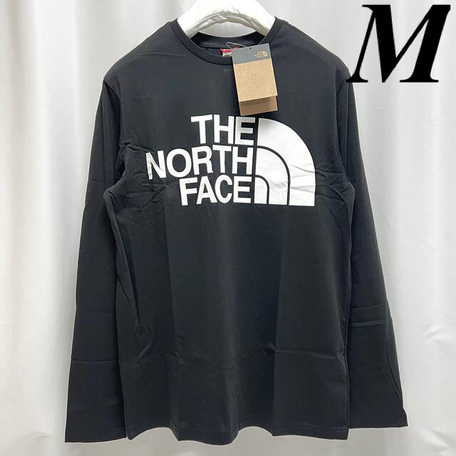 THE NORTH FACE(ザノースフェイス)の海外限定 ノースフェイス ロンＴ ビッグロゴ 長袖 Tシャツ ロゴT 黒 M メンズのトップス(Tシャツ/カットソー(七分/長袖))の商品写真