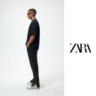 【未使用美品】 ZARA フェイクレザー スプリットヘムパンツ 31 ザラ