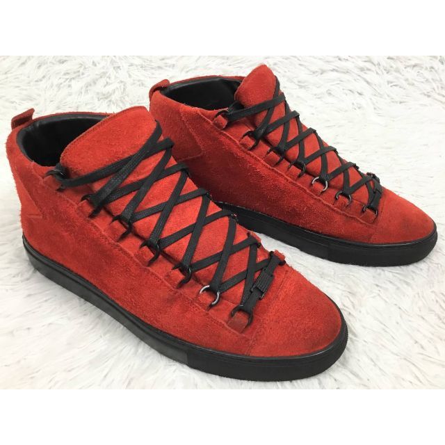 BALENCIAGAバレンシアガミッドカットスウェードレザースニーカーレッド