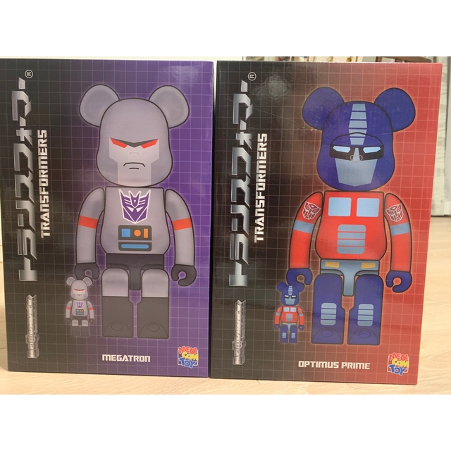 BE@RBRICK OPTIMUSPRIME/MEGATRON 100&400% ハンドメイドのおもちゃ(フィギュア)の商品写真