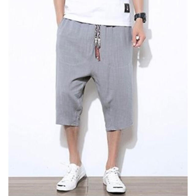 【2XL】サルエルパンツ グレー メンズ ショートパンツ 夏 七分丈 半ズボン メンズのパンツ(サルエルパンツ)の商品写真