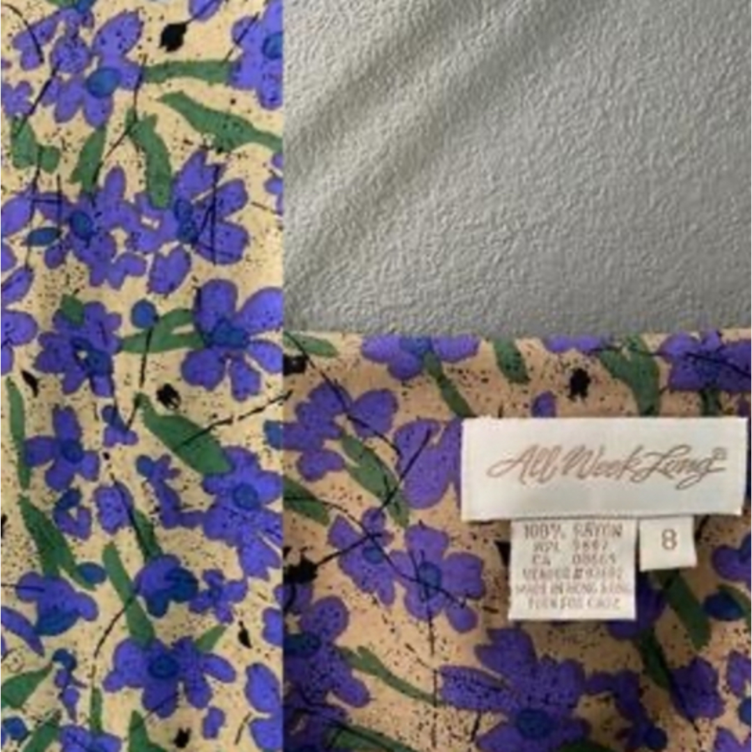 古着 ビンテージ 80s レーヨン rayon 花柄 総柄 ワンピース 美品