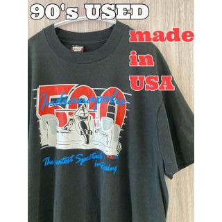 フルーツオブザルーム(FRUIT OF THE LOOM)のインディー500 Tシャツ　プリントT 90's古着　USA製　墨黒Tシャツ(Tシャツ/カットソー(半袖/袖なし))