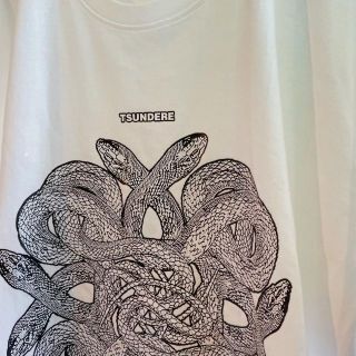 最後の一着！  オーバーサイズ ストリート Tシャツ ヘビ柄 プリント XL 白(Tシャツ(半袖/袖なし))