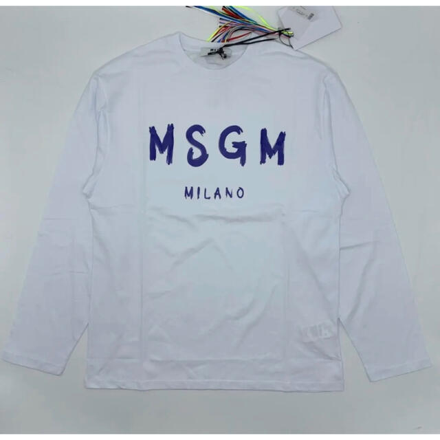 22SS■MSGM■超定番ロゴプリントロングスリーブＴシャツ■ホワイト■ロンT