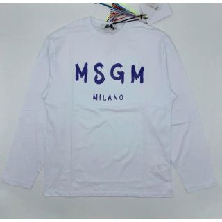 エムエスジイエム(MSGM)の22SS■MSGM■超定番ロゴプリントロングスリーブＴシャツ■ホワイト■ロンT(Tシャツ/カットソー(七分/長袖))