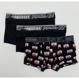 ディーゼル(DIESEL)のディーゼル■ボクサーパンツ3枚セット■コットンストレッチ素材 総柄ブラック(ボクサーパンツ)