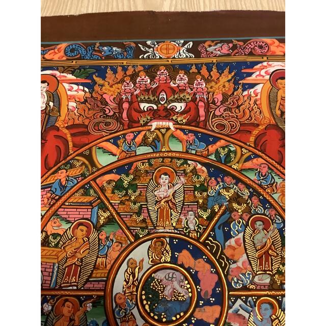 《 チベット密教　新品 》 タンカ　マンダラ　手描き　六道輪廻　y8